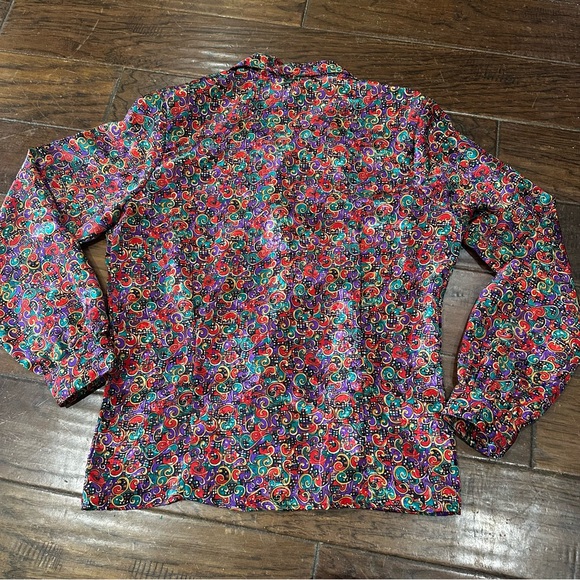 1980s Laura and Jayne Vintage Multicolor Paisley Women's Blouse size 10 - Picture 7 of 7